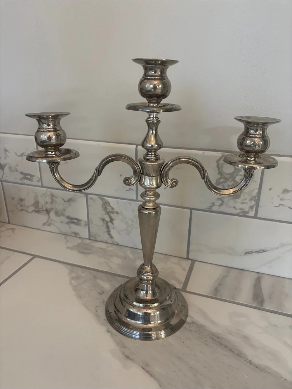 Vintage 3-Arm Silver- Plated Candelabra - Home Accents